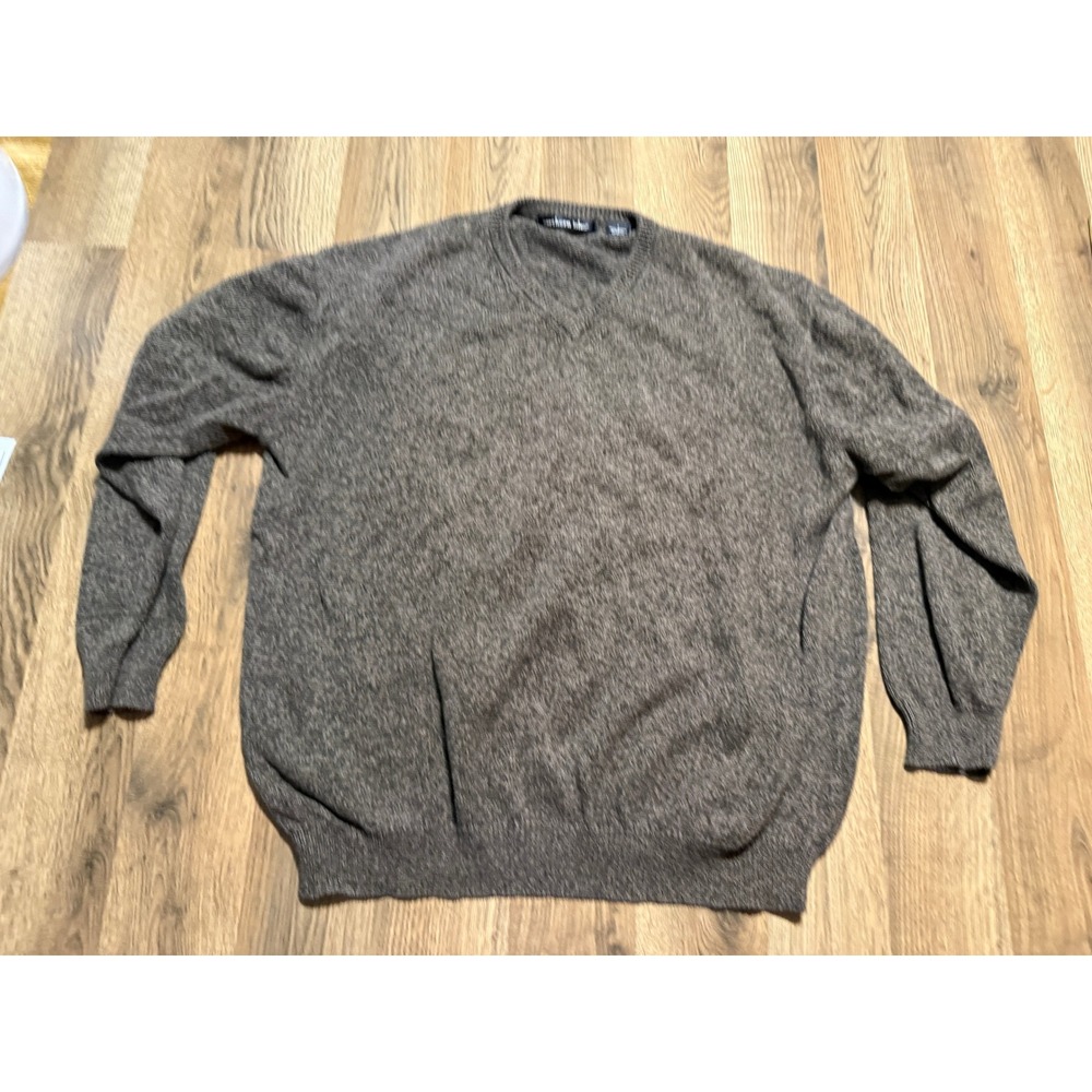 Northern Isles Sweater Mens Size L Brown V-Neck 100% Cotton Made in Australia
